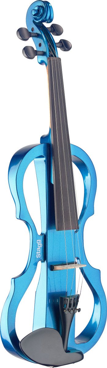 Stagg Futuristic 4/4 Electric Violin w/ Case & Headphones - Metallic Blue