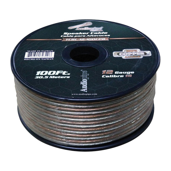 Audiopipe 12 Gauge 100% Copper Series Speaker Wire 100 Ft Clear TCBL-12-100CPR
