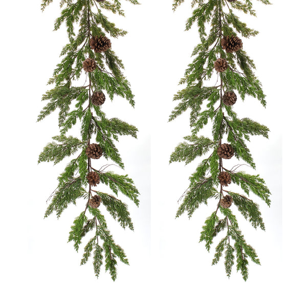 Winter Pine Garland with Pinecone Accents (Set of 2)