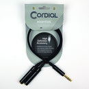 Cordial Cables 1' Y Adapter - Stereo 1/4" TRS to 1/4" Female - CFY0.3VKK