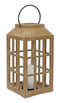 Natural Wooden Lantern with Glass Hurricane
