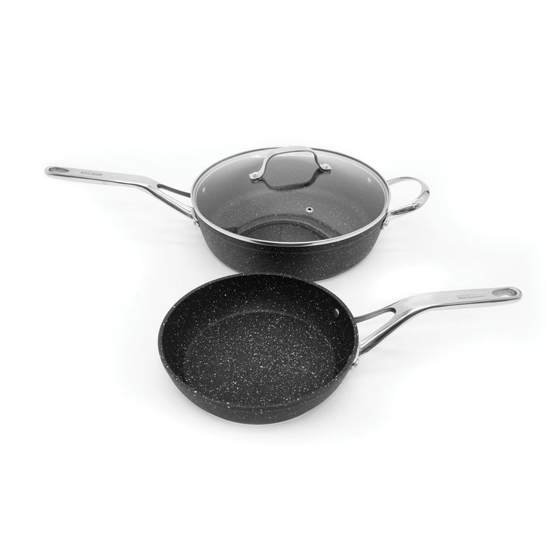 THE ROCK by Starfrit 3Pc Cookware Set w/ Stainless Steel Handles 060337-002-0000