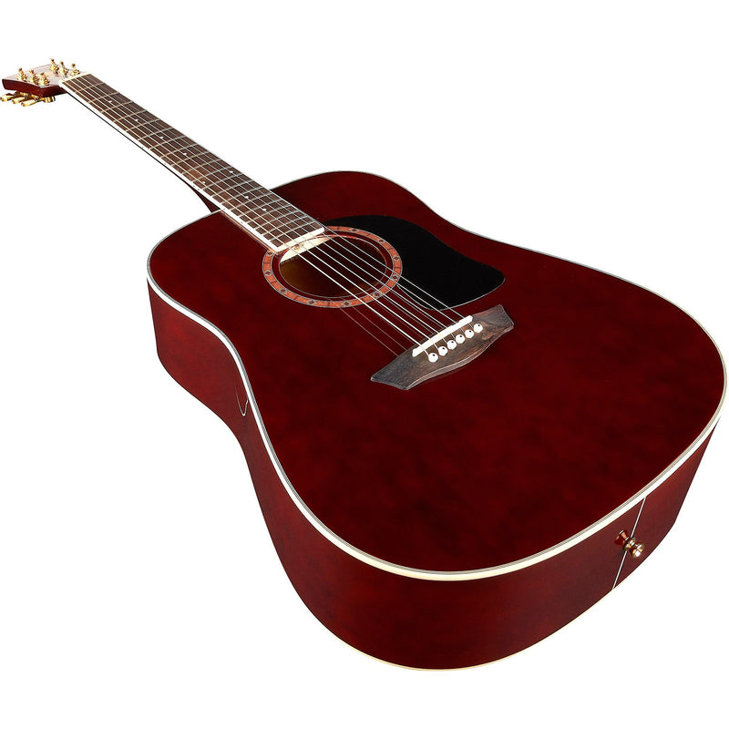 Washburn WD100DLTWRK Mahogany Dreadnought Acoustic Guitar - Trans Wine Red