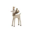 Winter Deer Figurine with Wood Grain Design and Scarf Accent (Set of 2)