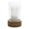 Wicker Design Candle Holder with Glass Hurricane (Set of 2)