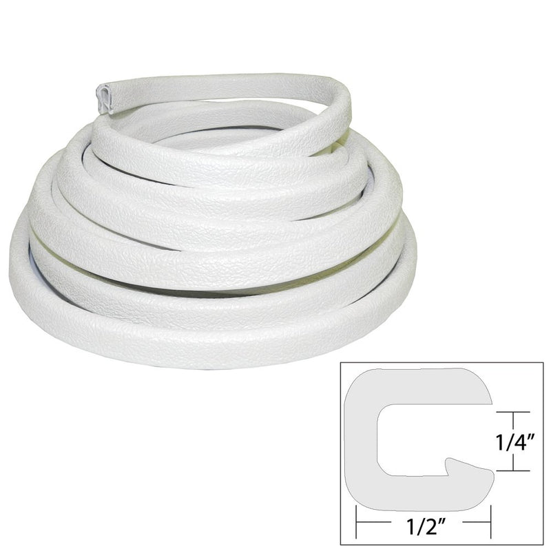 TACO Flexible Vinyl Trim -¼" Opening x ½"W x 25'L - White V30-1008W25-1