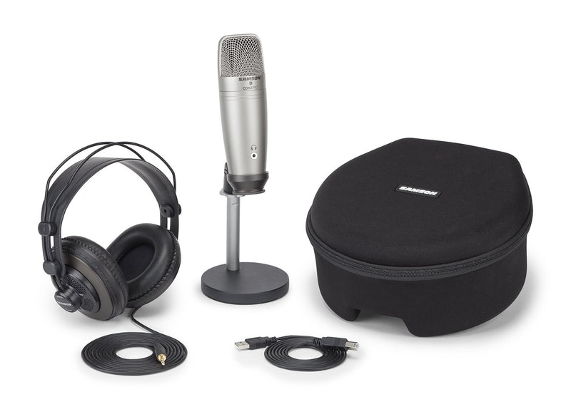 Samson Pro Podcasting Pack w/ USB Microphone, Headphones & Case - C01U