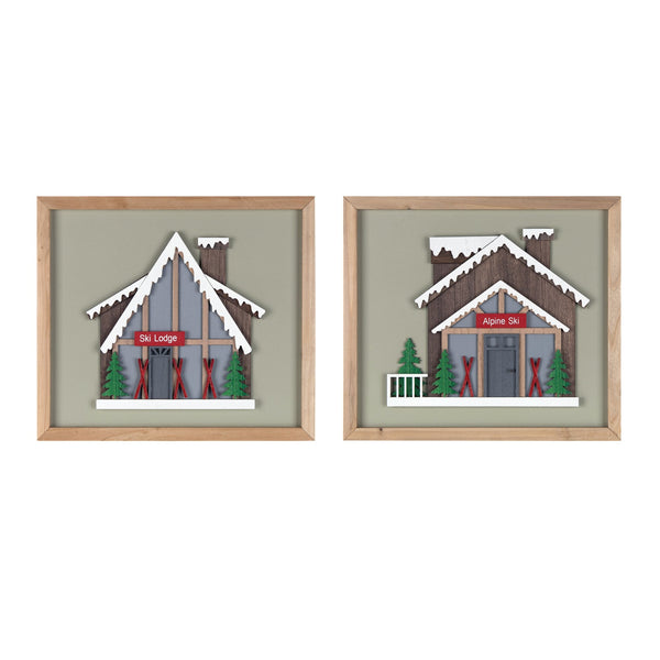 Framed Ski Lodge Wall Art (Set of 4)
