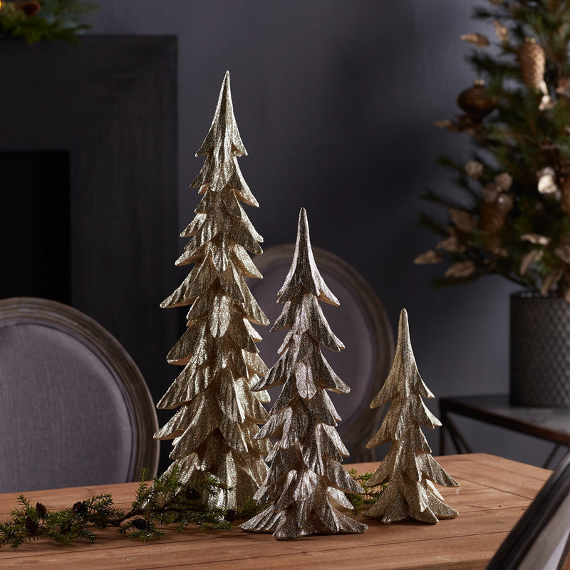 Gold Shimmer Tabletop Holiday Tree (Set of 3)