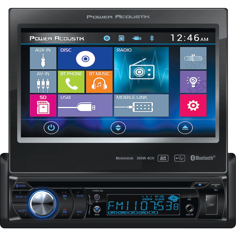 Power Acoustik PD-724B 7" Single-DIN Motorized LCD Touchscreen DVD Receiver