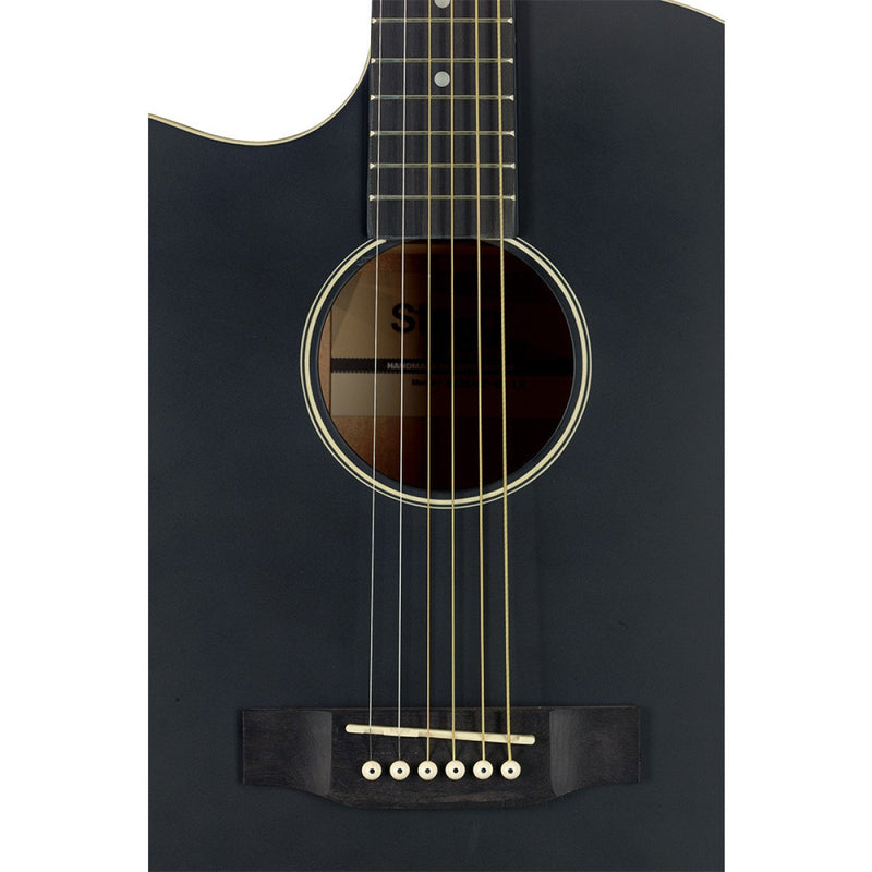 Stagg Left-Handed Acoustic Electric Cutaway Auditorium Guitar - Black