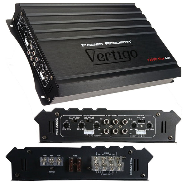 Power Acoustik Vertigo Series 4 Channel Amplifier 2200W Max VA4-2200D