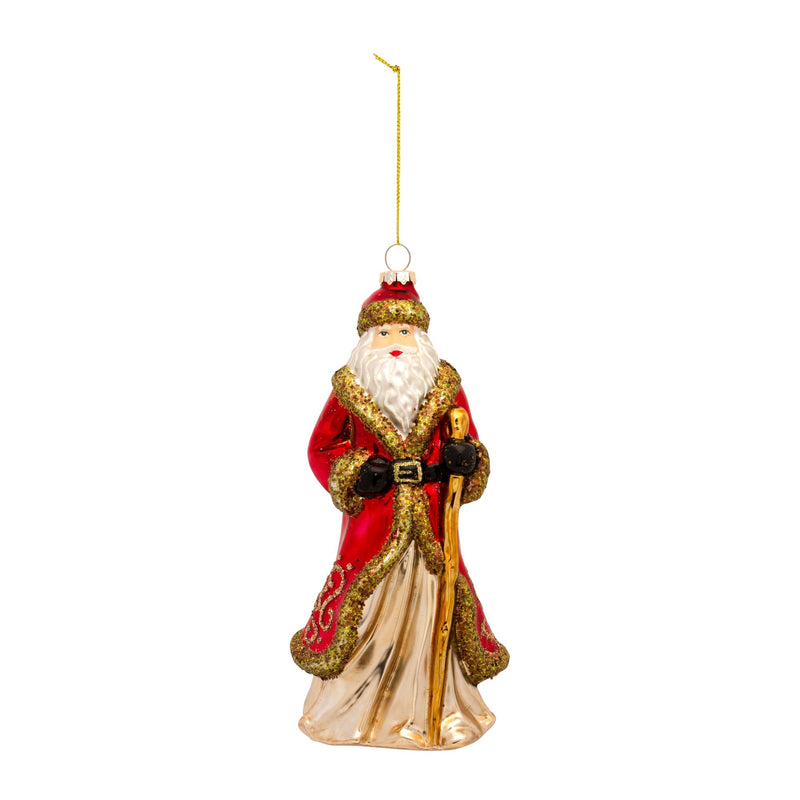 Glass Santa Ornament with Gold Accent (Set of 6)