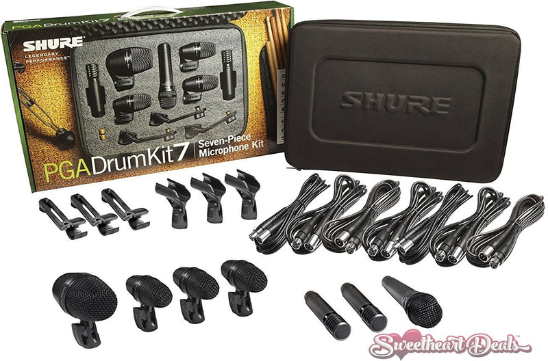 Shure 7 Piece Drum Microphone Kit Recording Mic Bundle w/ Case PGADRUMKIT7