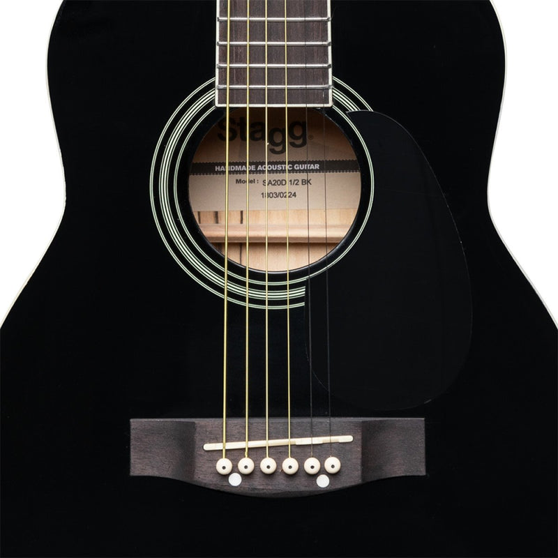 Stagg 1/2 Size Dreadnought Acoustic Guitar - Black - SA20D 1/2 BK