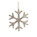 Wooden Snowflake Ornament with White Washed Finish (Set of 12)