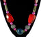 Beaded Bohemian Statement Necklace w/ Faux Pearl Chain & Funky Beads 24"