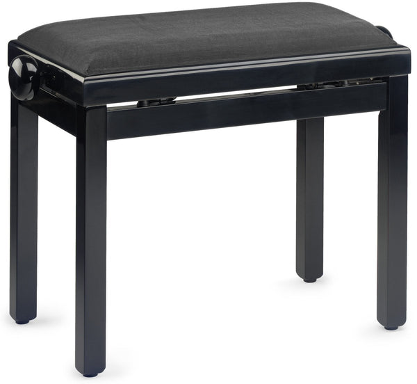 Stagg High Gloss Black Piano Bench w/ Padded Velvet Top - PB39 BKP VBK