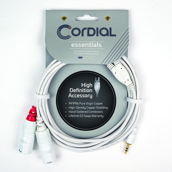 Cordial 5' Y Adapter - 1/8″ TRS to L/R XLR - White - CFY1.5WMM-LONG-SNOW