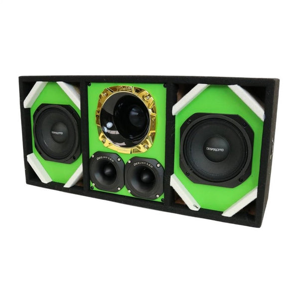 DEEJAY LED Loaded Box w/ Two Despacito 6" Woofers, Horn, & 2 Tweeters - Green
