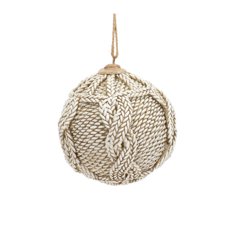 Beige Woven Sweater Design Ball Ornament (Set of 12)