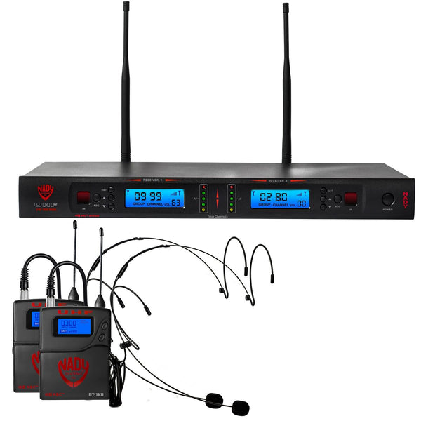 Nady Dual True Diversity 1000-Channel Pro UHF Wireless Mic System - 2W-1KU HM-10