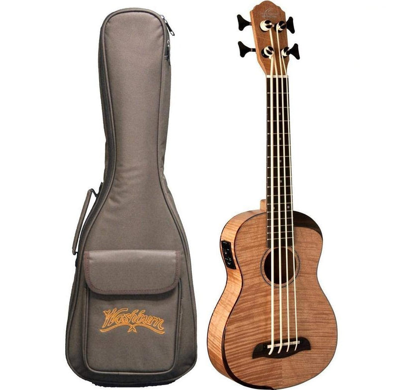 Oscar Schmidt Acoustic Electric Ukulele Bass with Gigbag - Flame Maple - OUB800K