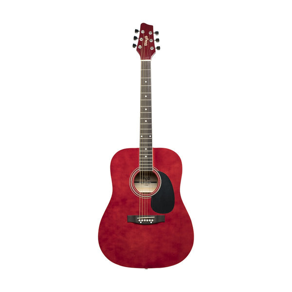 Stagg Dreadnought Acoustic Guitar - Red - SA20D RED