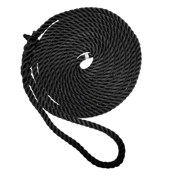 New England Ropes 1/2" Premium 3-Strand Dock Line - Black - 35' C6054-16-00035