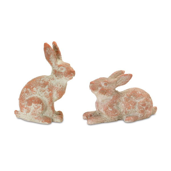 Distressed Garden Rabbit Statue (Set of 2)