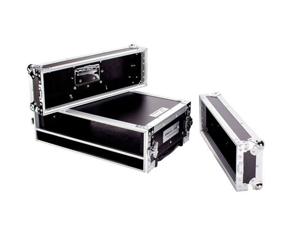 DeeJay LED Fly Drive Case 2U Space Low Profile w/ Laptop Shelf & Wheels