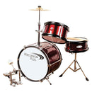 Percussion Plus Drums 3-Piece Junior Drum Set w/ Cymbal – Wine Red