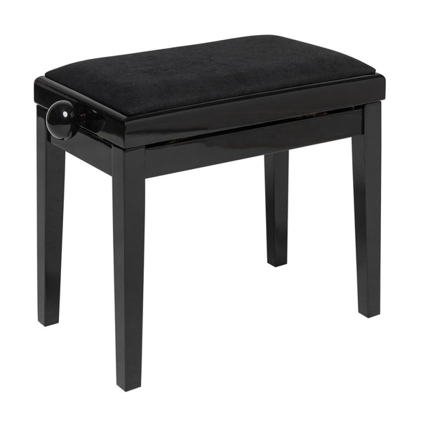 Stagg Highgloss Black Adjustable Piano Bench with Black Velvet Top - PB06 BKP VB