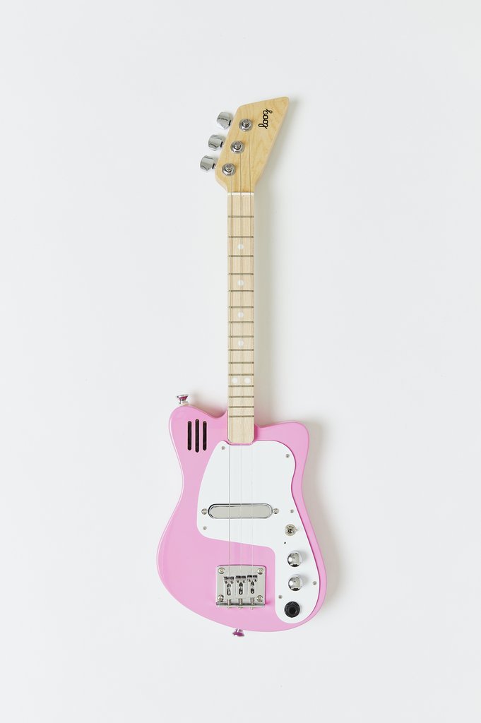 Loog Mini Electric 3 String Electric Guitar w/ Built-in Amp - Pink - LGMIEM