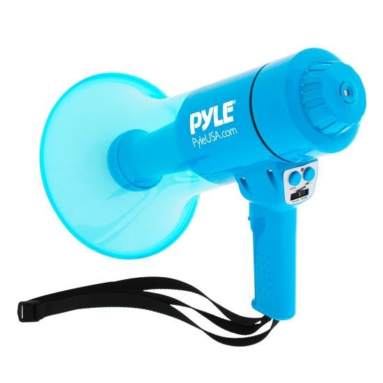 Pyle Water Resistant PA Megaphone w/ Siren Alarm & LED Light - Blue - PMP66WLT