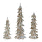 Carved Stone Pine Tree Décor with Silver Finish (Set of 3)