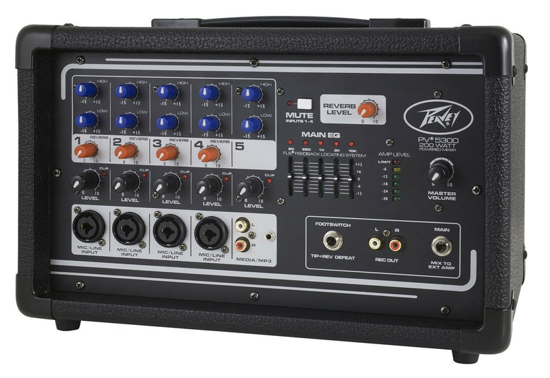 Peavey PV 5300 Powered Mixer With Exclusive Feedback Elimination & More