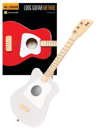 Hal Leonard Loog Mini Acoustic Guitar Starter Pack w/ Lesson Book - White