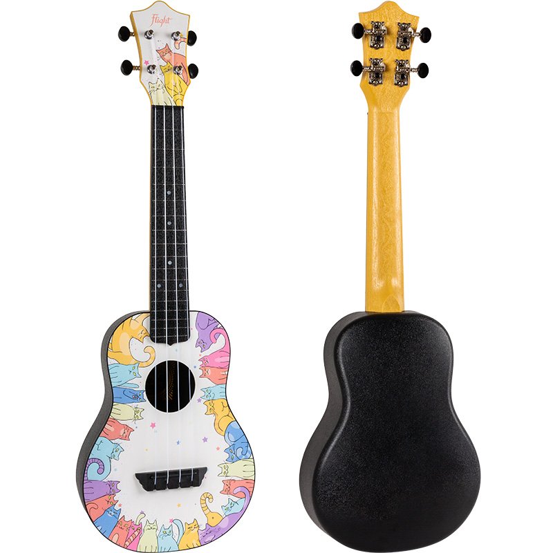 Flight Kitty Print Concert Travel Ukulele w/ Gig Bag - TUC-KITTY