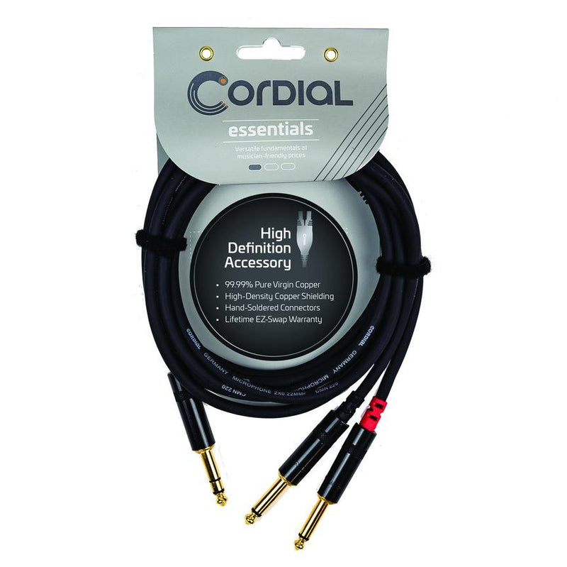 Cordial 10' Y Adapter - 1/4″ TRS to Left/Right 1/4″ Mono - CFY3VPP