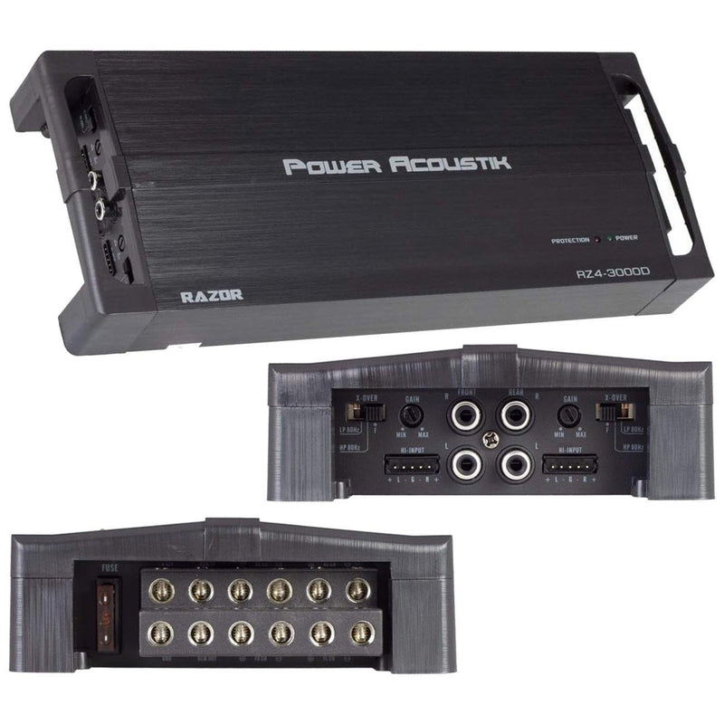 Power Acoustik Compact 4 Channel Amplifier 1500W RMS/3000W MAX RZ4-3000D