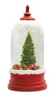 LED Snow Globe Bell Jar with Christmas Tree Scene 10.5"H