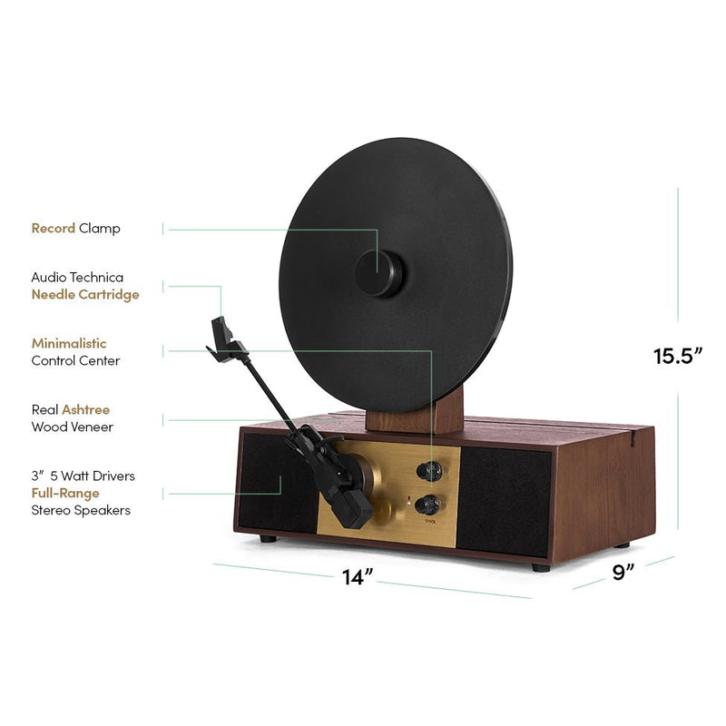 Fuse Rec Vertical Mid-Century Style Vinyl Audio System w/ Audio Technica AT3600L