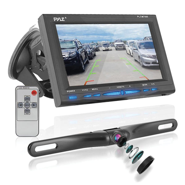 Pyle PLCM7500 Car Backup System with 7-Inch Monitor and License Plate Camera