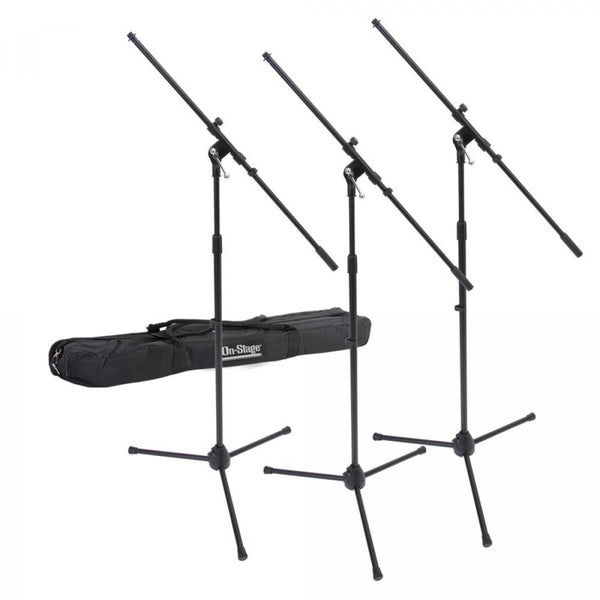On-Stage Three Euro Boom Mic Stands with Bag - MSP7703