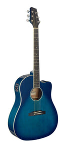 Stagg Dreadnought Acoustic Electric Guitar - Transparent Blue - SA35 DSCE-TB