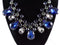 Necklace Bib Elegant Statement w/ Large Blue Crystals Cocktail Wedding 19"