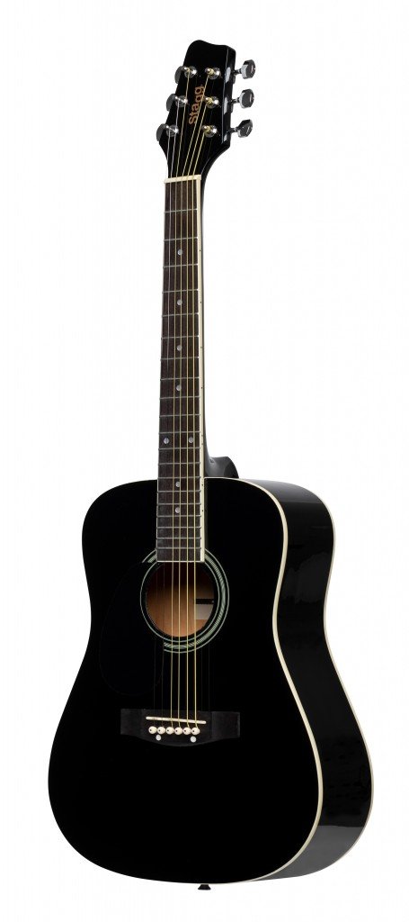 Stagg Acoustic Guitar Dreadnought Black 3/4 Left Handed - SA20D 3/4 LH-BK