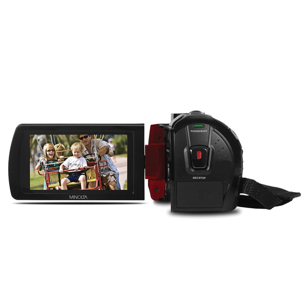 Minolta 1080p Full HD IR Night Vision Wi-Fi Camcorder (Red) MN200NV-R
