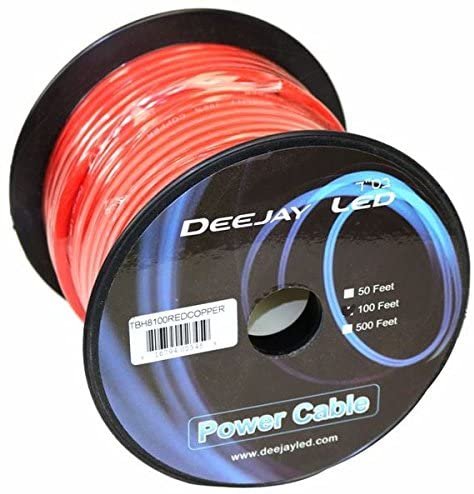 DEEJAY LED 8-Gauge 100 Foot Red Copper Stranded Power Cable - TBH8100REDCOPPER